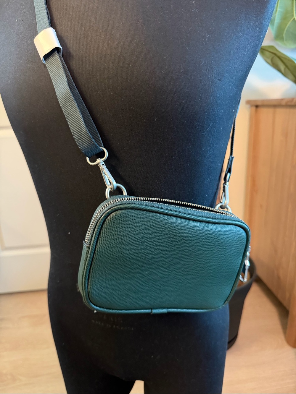 Zara Dark Green Crossbody Bag with Silver Hardware
